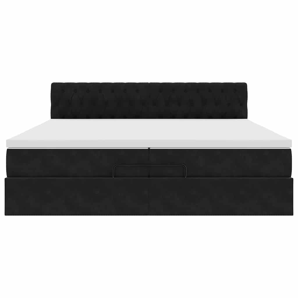 Ottoman bed met matras 200x200 cm fluweel zwart