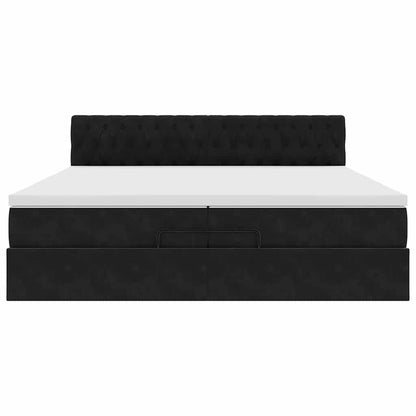 Ottoman bed met matras 200x200 cm fluweel zwart