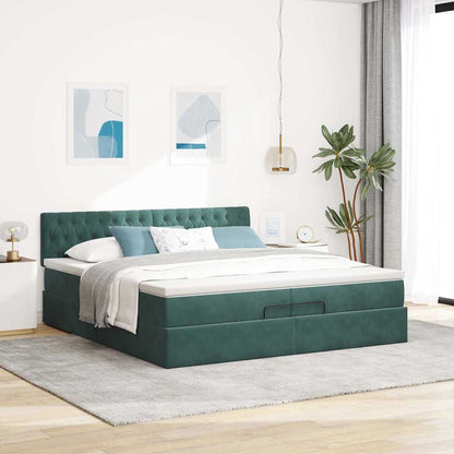 Ottoman Bed Met Matras Fluweel 200 x 200 cm Donkergroen