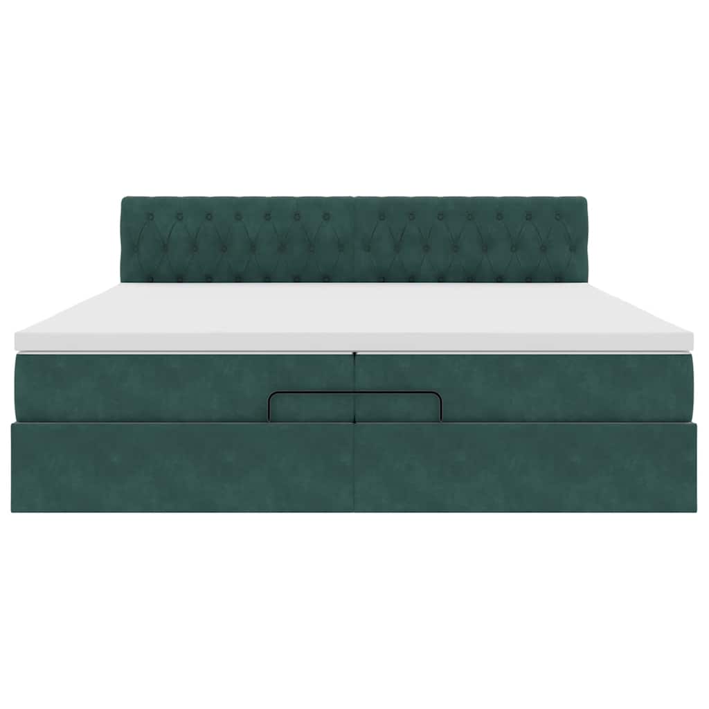 Ottoman Bed Met Matras Fluweel 200 x 200 cm Donkergroen