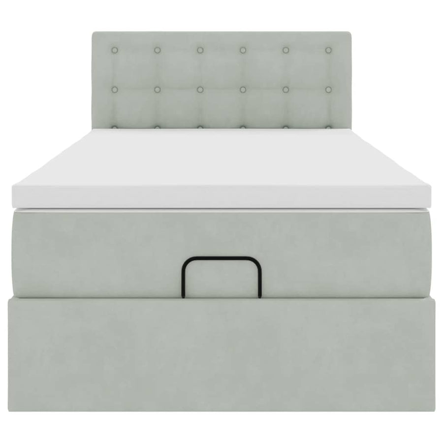 Ottoman bed met matras 80x200cm fluweel lichtgrijs