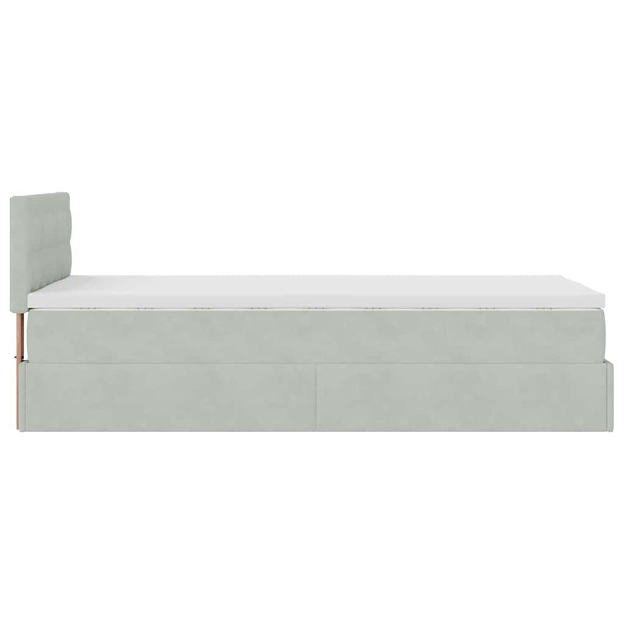 Ottoman bed met matras 80x200cm fluweel lichtgrijs