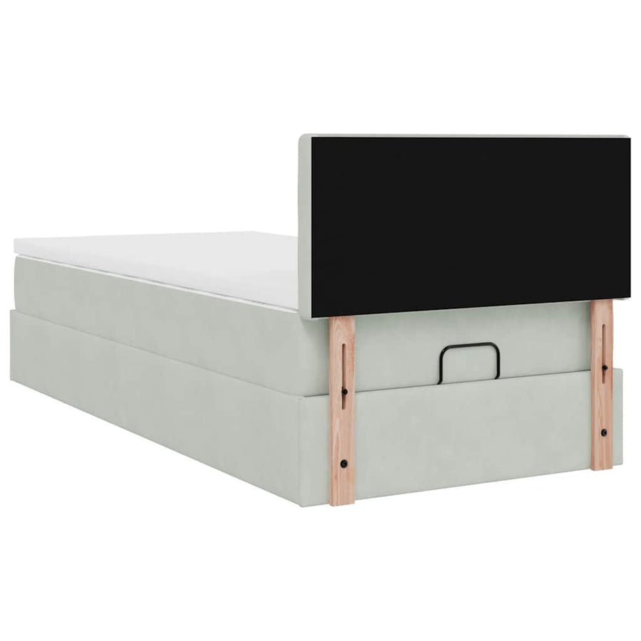 Ottoman bed met matras 80x200cm fluweel lichtgrijs