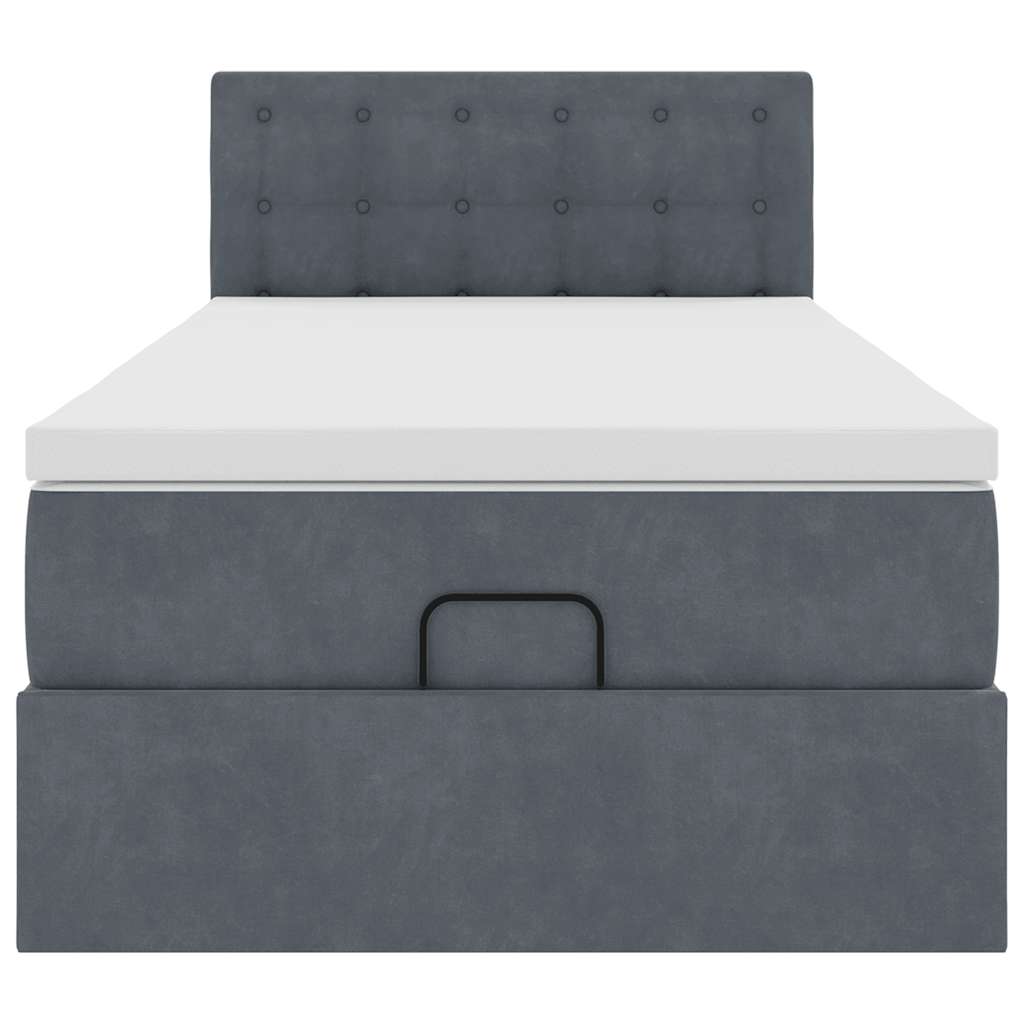 Ottoman bed met matras 80x200cm fluweel donkergrijs