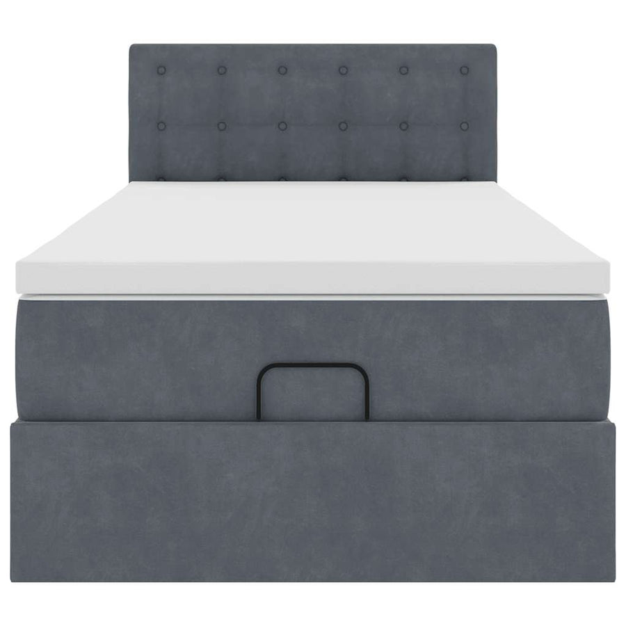 Ottoman bed met matras 80x200cm fluweel donkergrijs