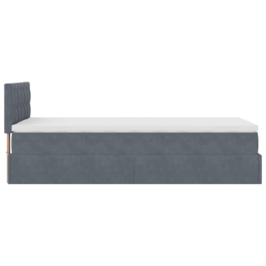 Ottoman bed met matras 80x200cm fluweel donkergrijs