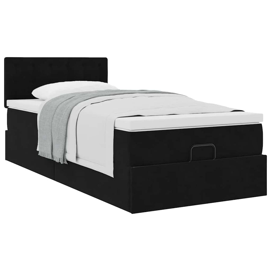 Ottoman bed met matras 80x200cm fluweel zwart