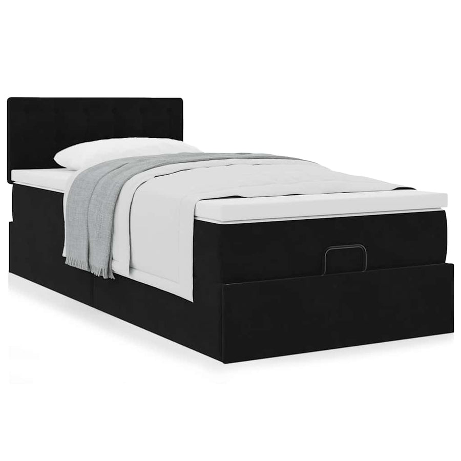 Ottoman bed met matras 80x200cm fluweel zwart