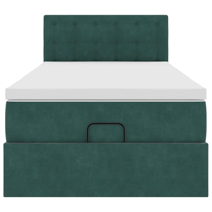 Ottoman bed met matras 80x200cm fluweel donkergroen