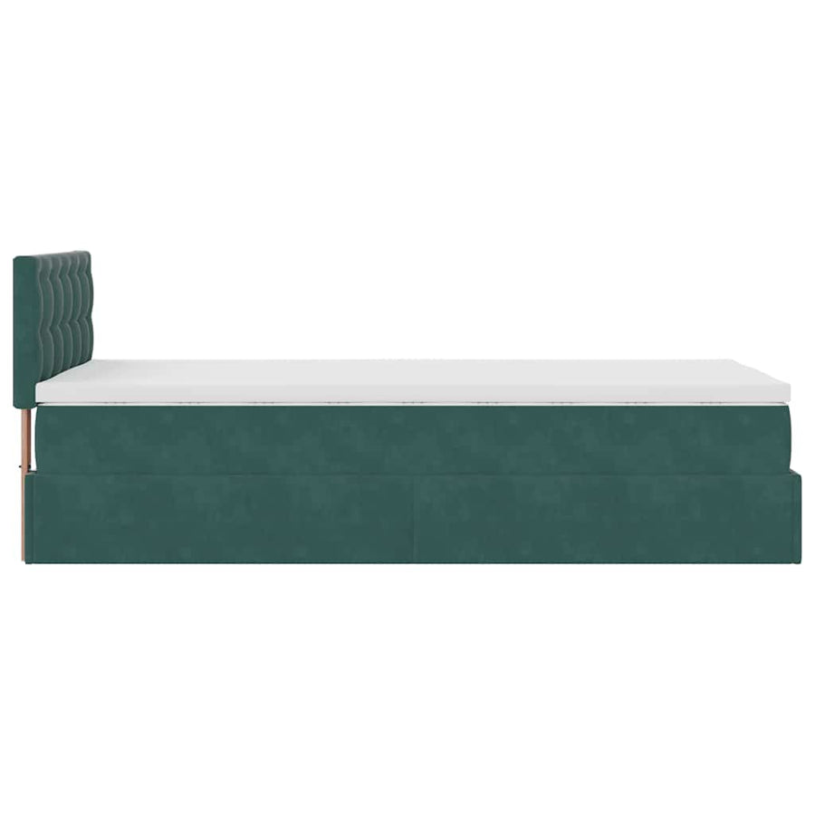 Ottoman bed met matras 80x200cm fluweel donkergroen