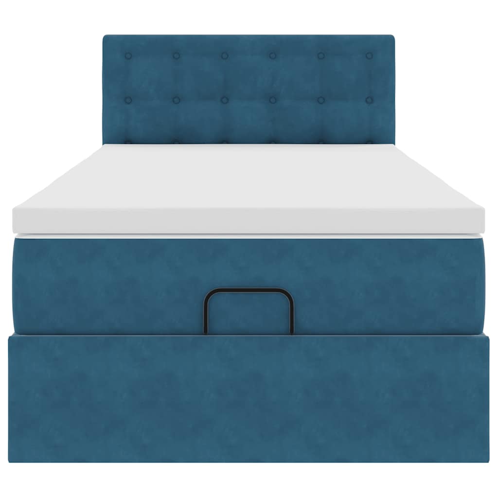 Ottoman bed met matras 80x200cm fluweel donkerblauw