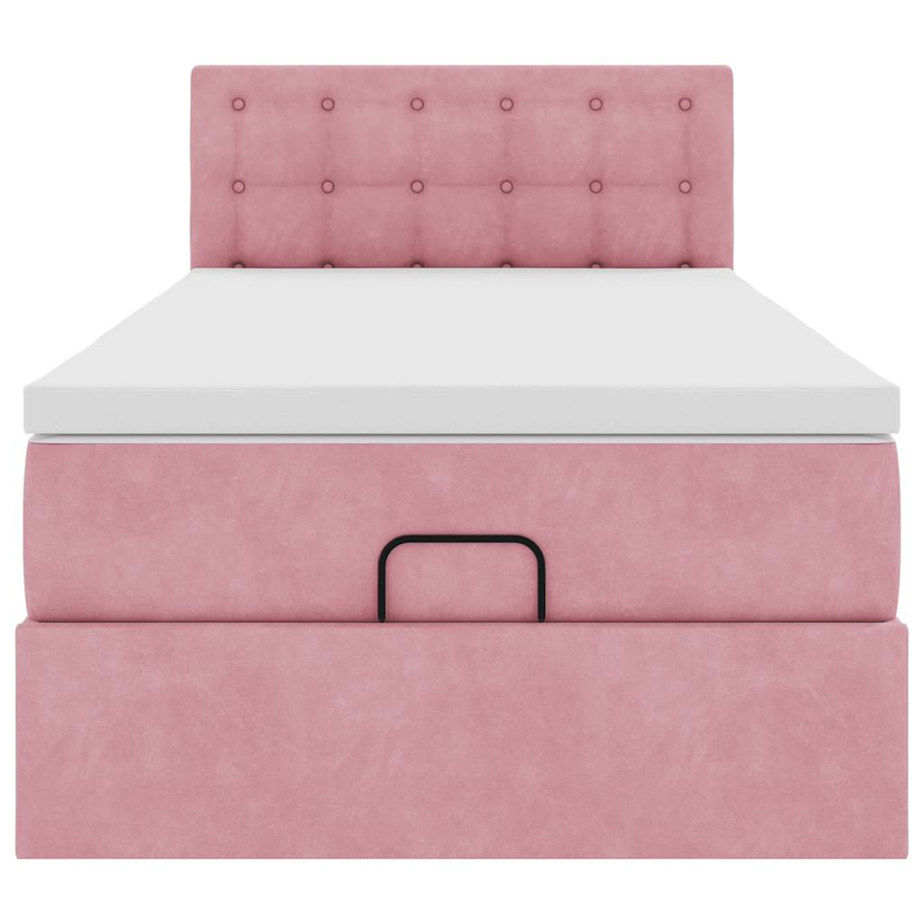 Ottoman bed met matras 80x200cm fluweel roze