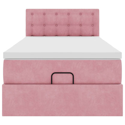 Ottoman bed met matras 80x200cm fluweel roze