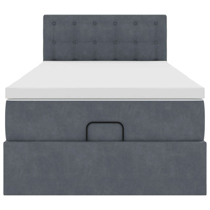 Ottoman bed met matras 90x190cm fluweel donkergrijs