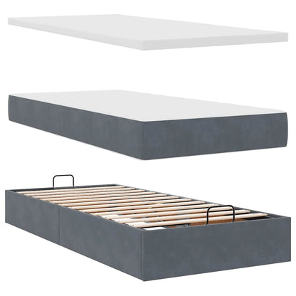 Ottoman bed met matras 90x190cm fluweel donkergrijs