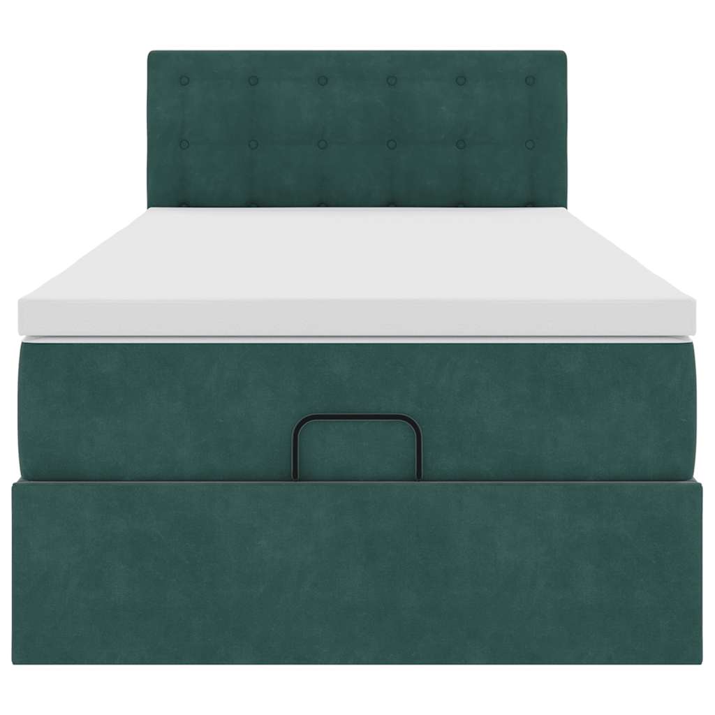 Ottoman bed met matras 90x190cm fluweel donkergroen