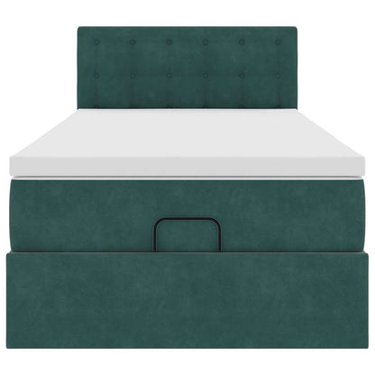 Ottoman bed met matras 90x190cm fluweel donkergroen