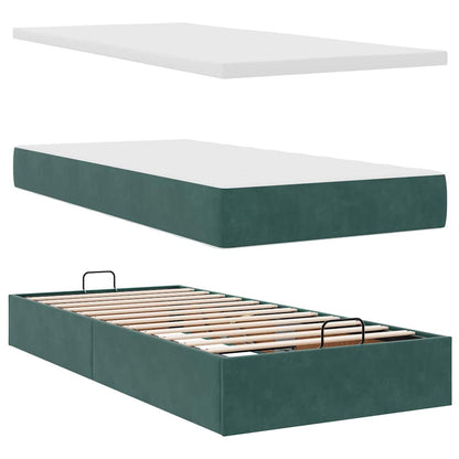 Ottoman bed met matras 90x190cm fluweel donkergroen