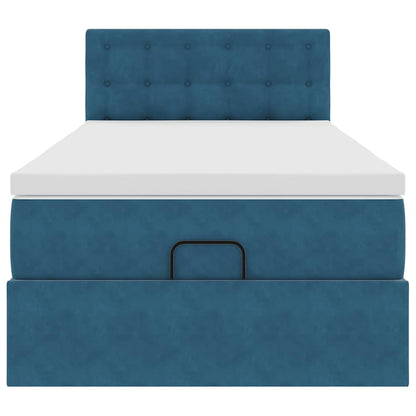 Ottoman bed met matras 90x190cm fluweel donkerblauw