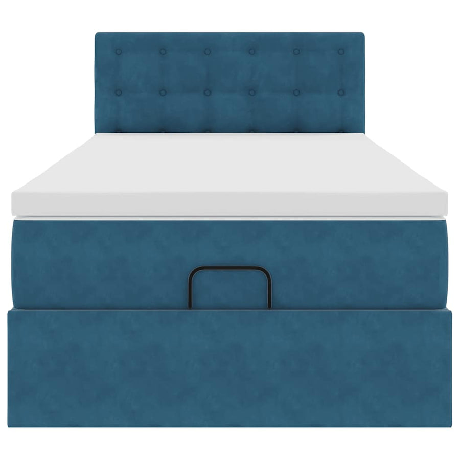 Ottoman bed met matras 90x190cm fluweel donkerblauw