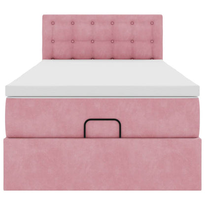 Ottoman bed met matras 90x190cm fluweel roze