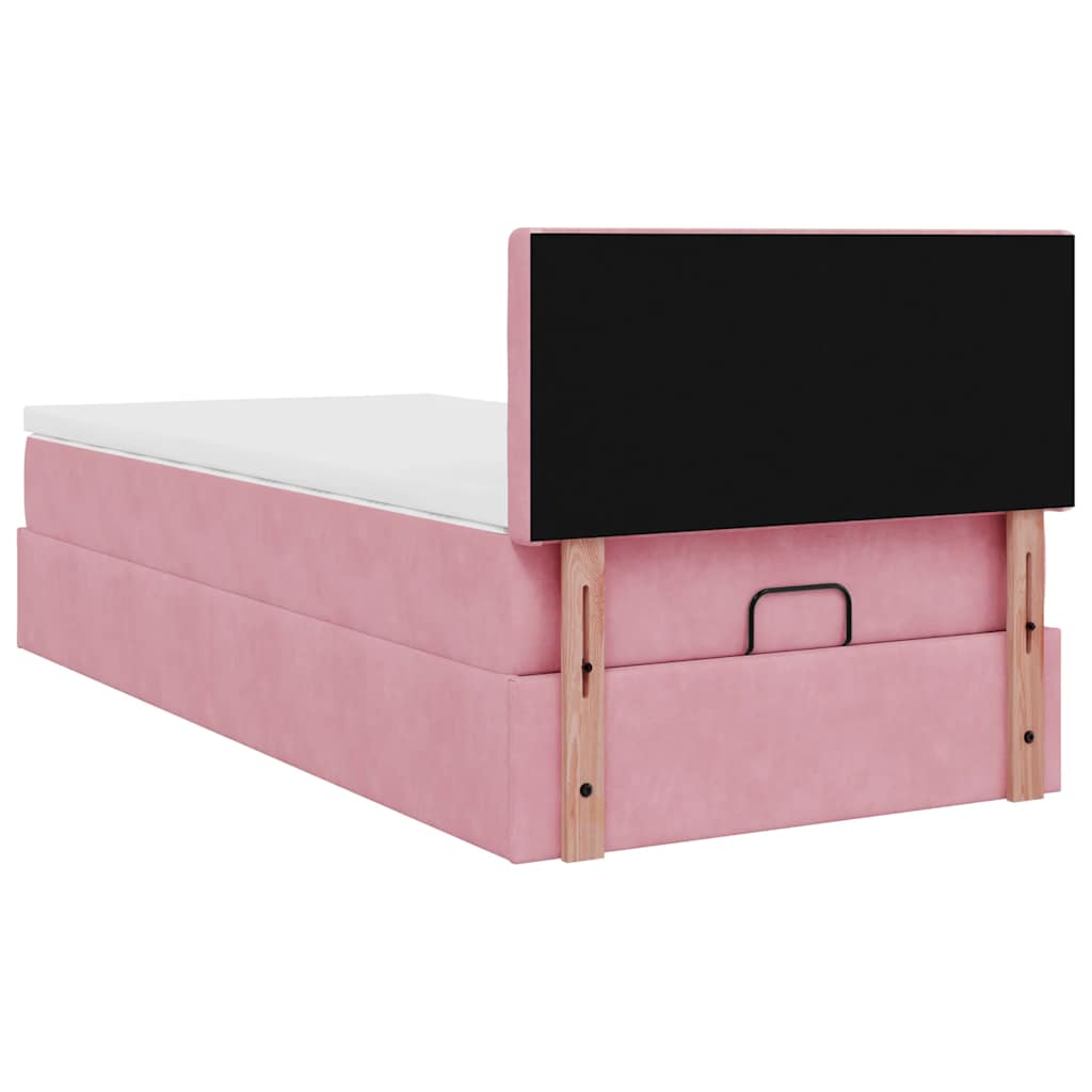 Ottoman bed met matras 90x190cm fluweel roze