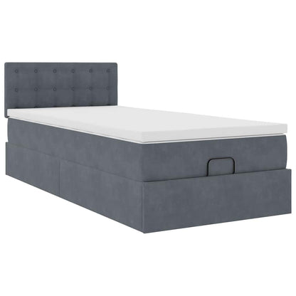 Ottoman bed met matras 90x200cm fluweel donkergrijs