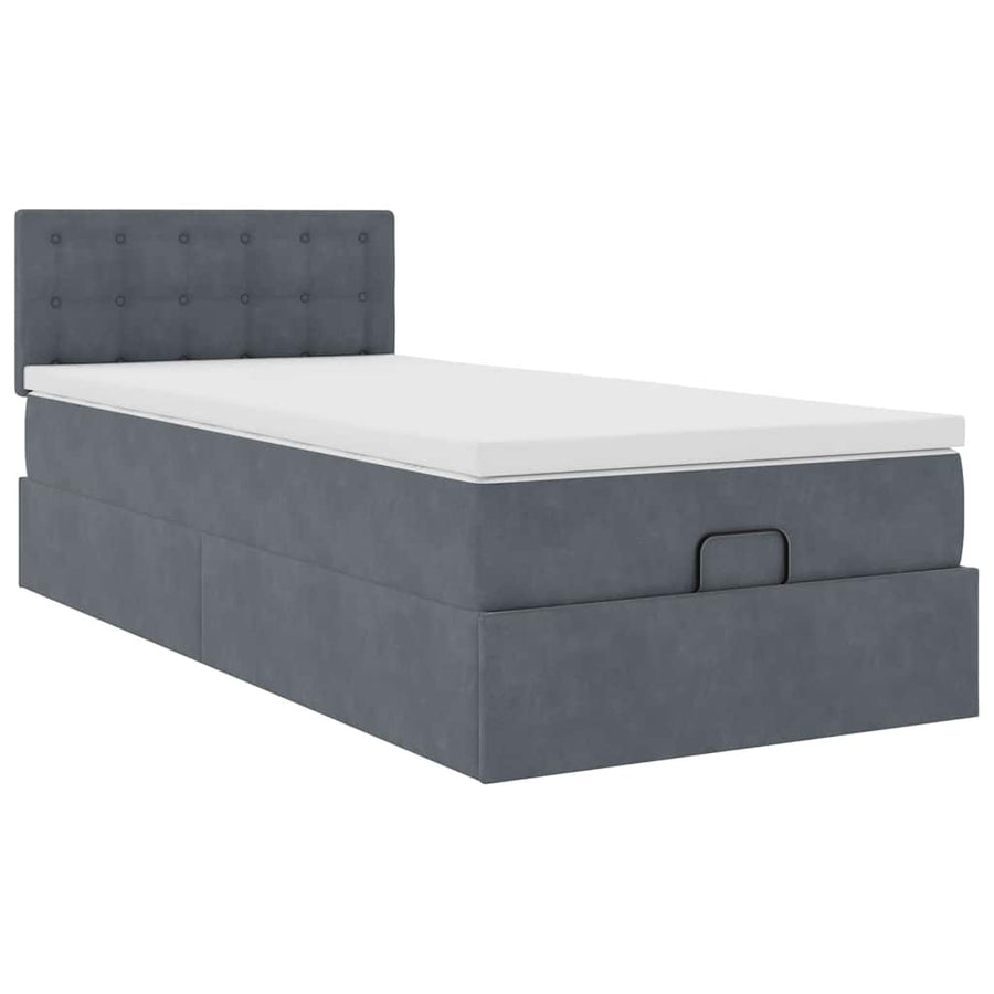 Ottoman bed met matras 90x200cm fluweel donkergrijs