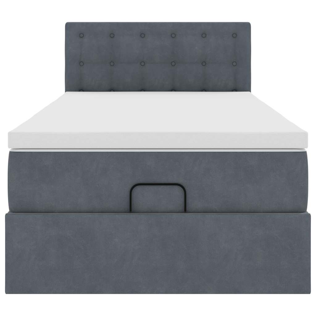 Ottoman bed met matras 90x200cm fluweel donkergrijs