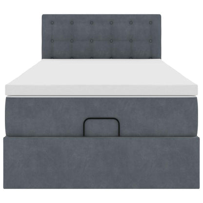 Ottoman bed met matras 90x200cm fluweel donkergrijs
