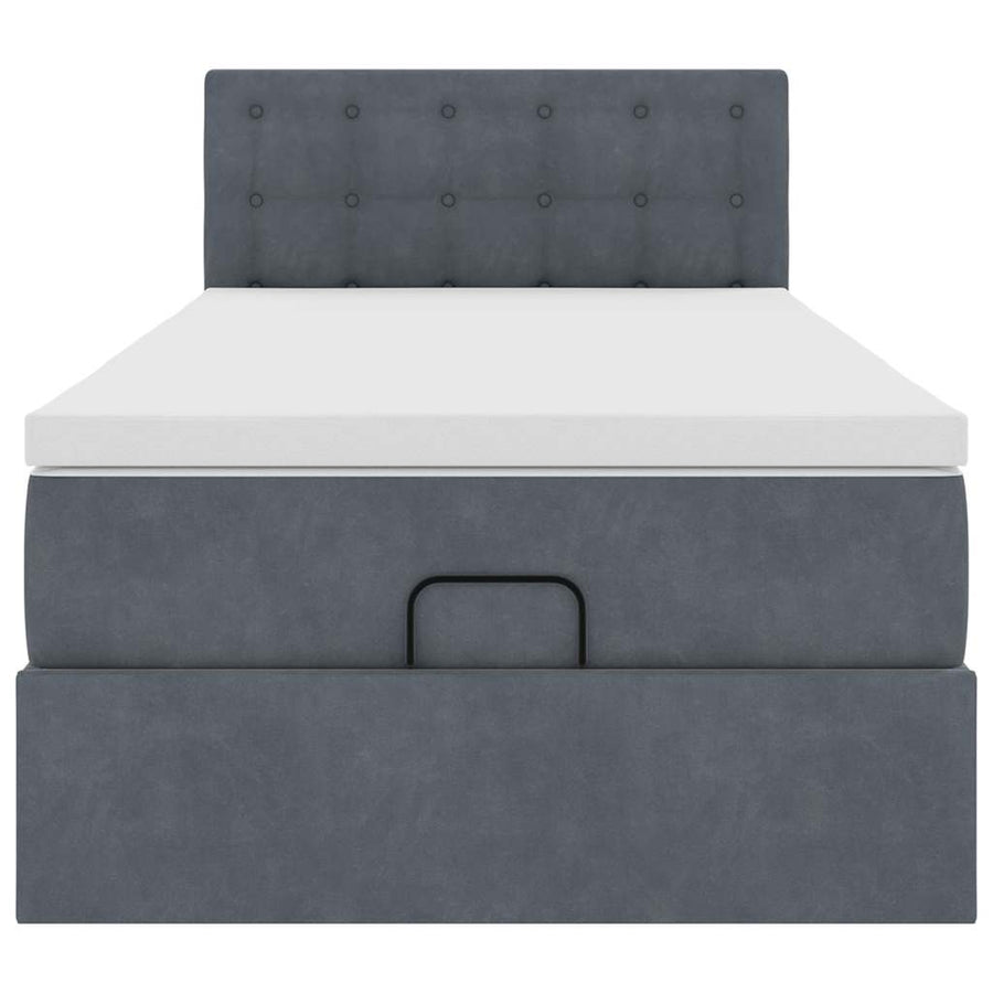 Ottoman bed met matras 90x200cm fluweel donkergrijs