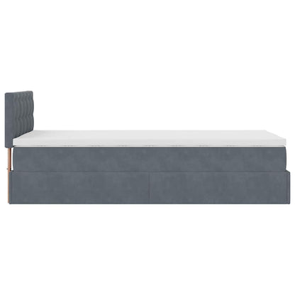 Ottoman bed met matras 90x200cm fluweel donkergrijs