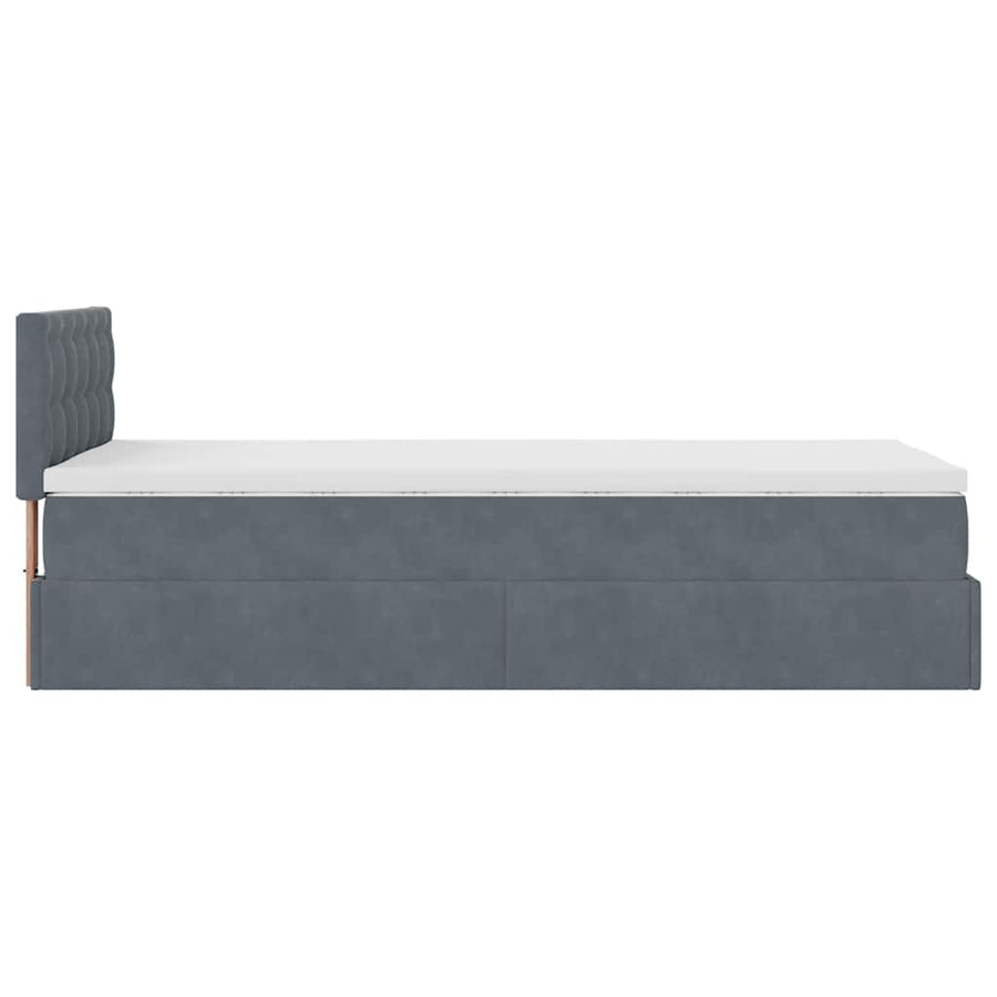 Ottoman bed met matras 90x200cm fluweel donkergrijs