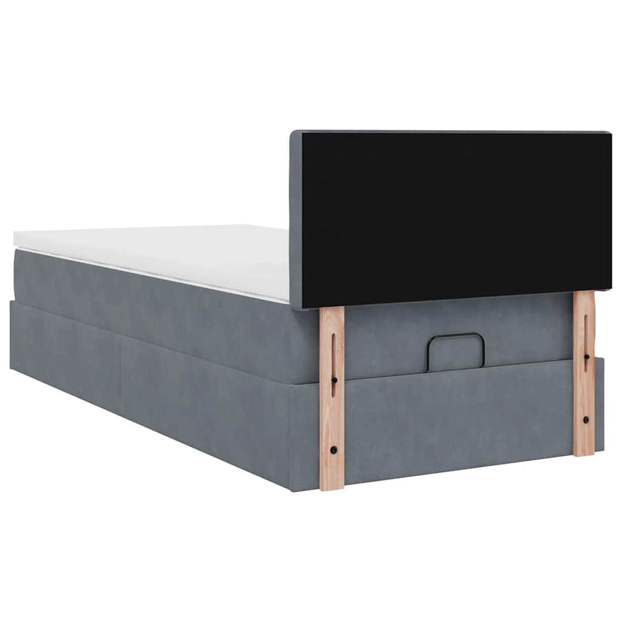 Ottoman bed met matras 90x200cm fluweel donkergrijs