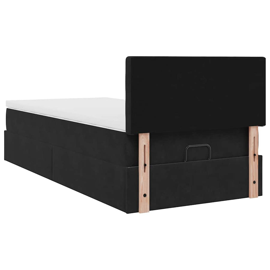 Ottoman bed met matras 90x200cm fluweel zwart