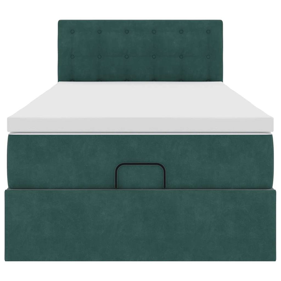 Ottoman bed met matras 90x200cm fluweel donkergroen