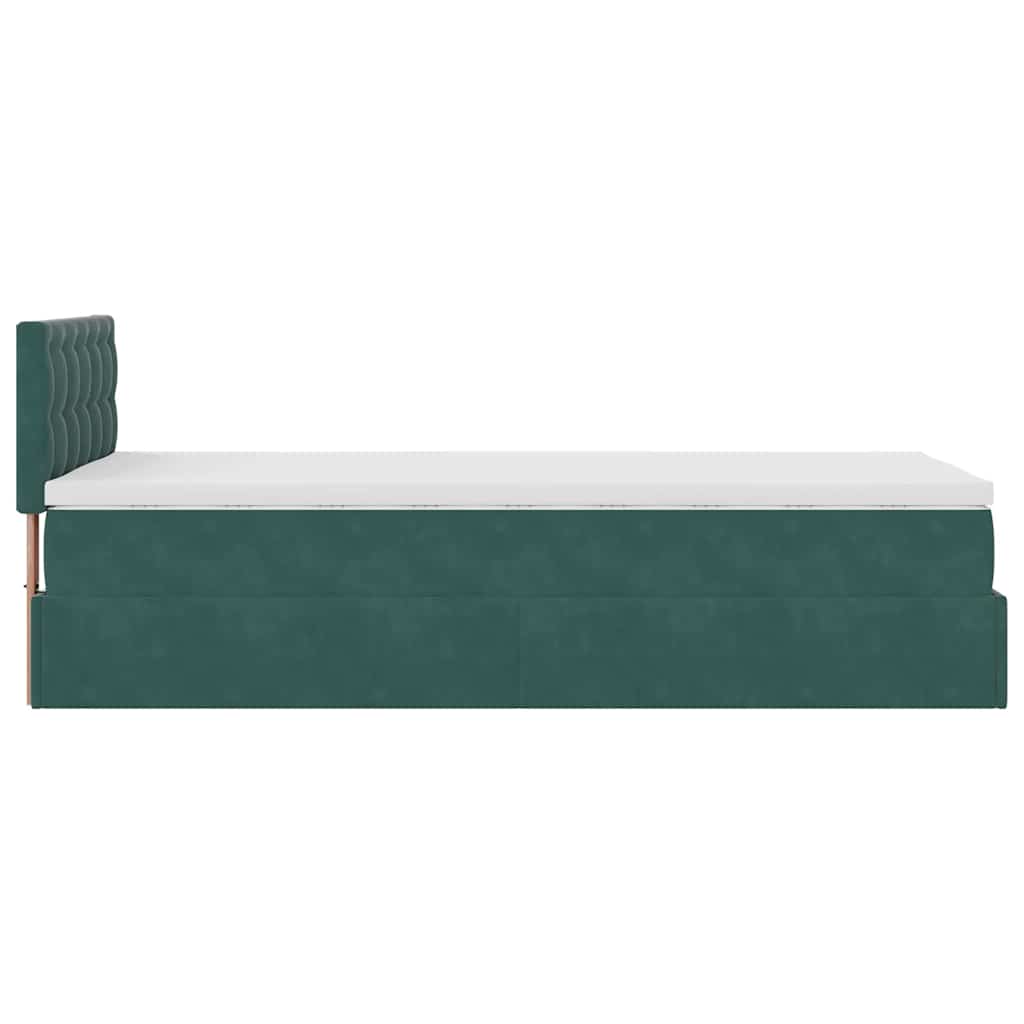 Ottoman bed met matras 90x200cm fluweel donkergroen