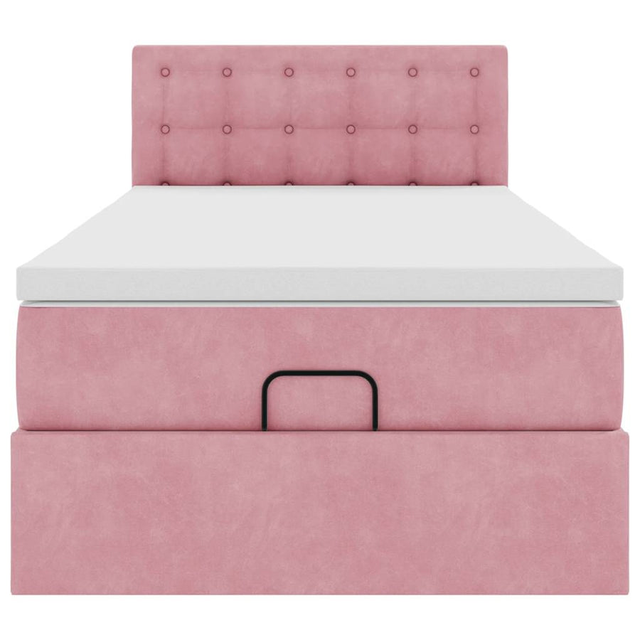 Ottoman bed met matras 90x200cm fluweel roze