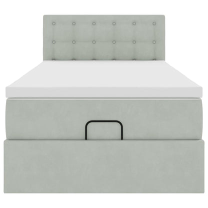 Ottoman bed met matras 100x200 cm fluweel lichtgrijs