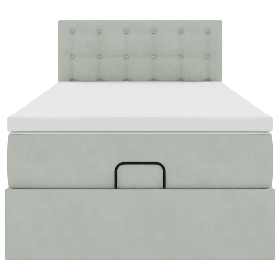Ottoman bed met matras 100x200 cm fluweel lichtgrijs