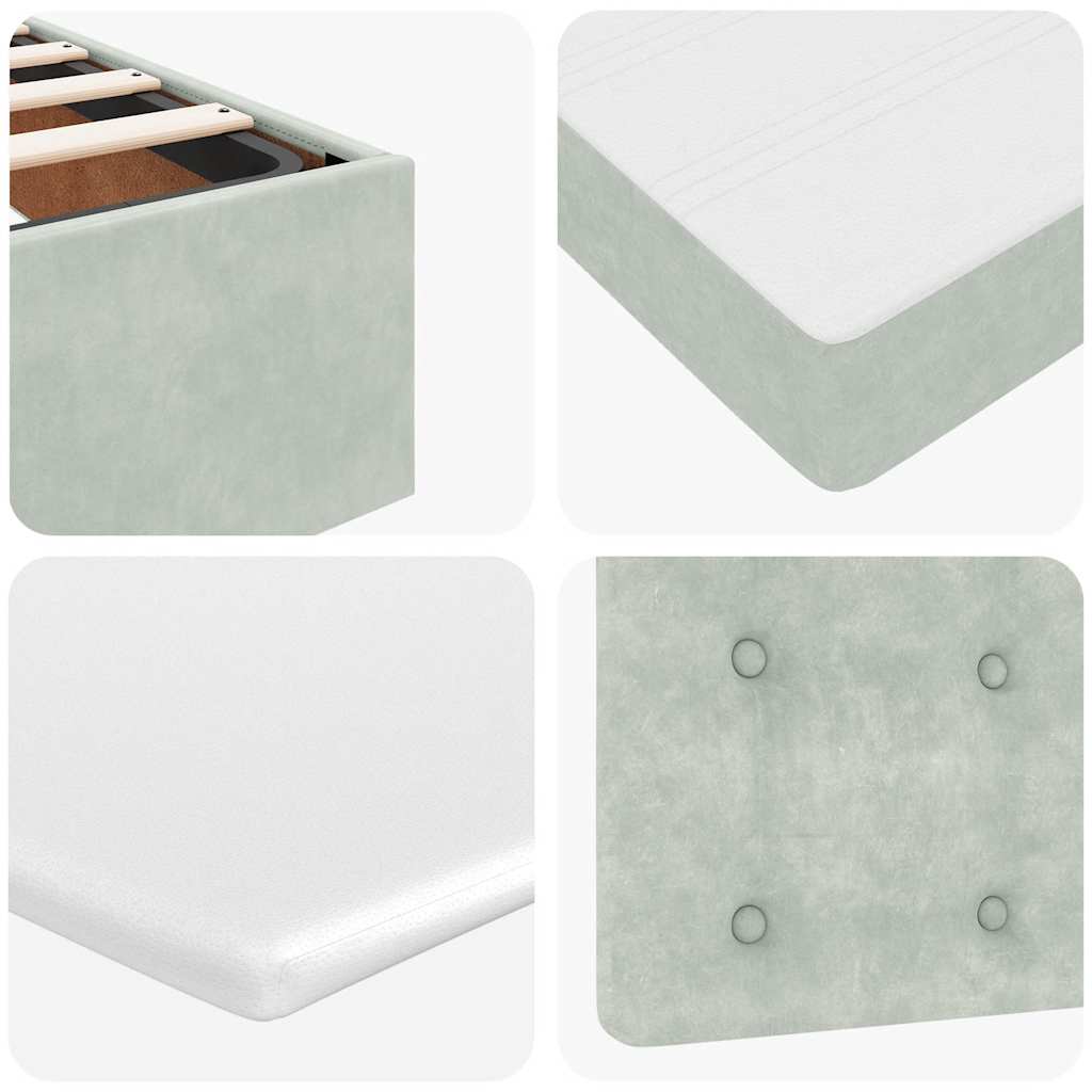 Ottoman bed met matras 100x200 cm fluweel lichtgrijs