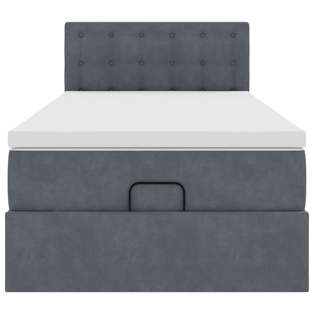 Ottoman bed met matras 100x200 cm fluweel donkergrijs