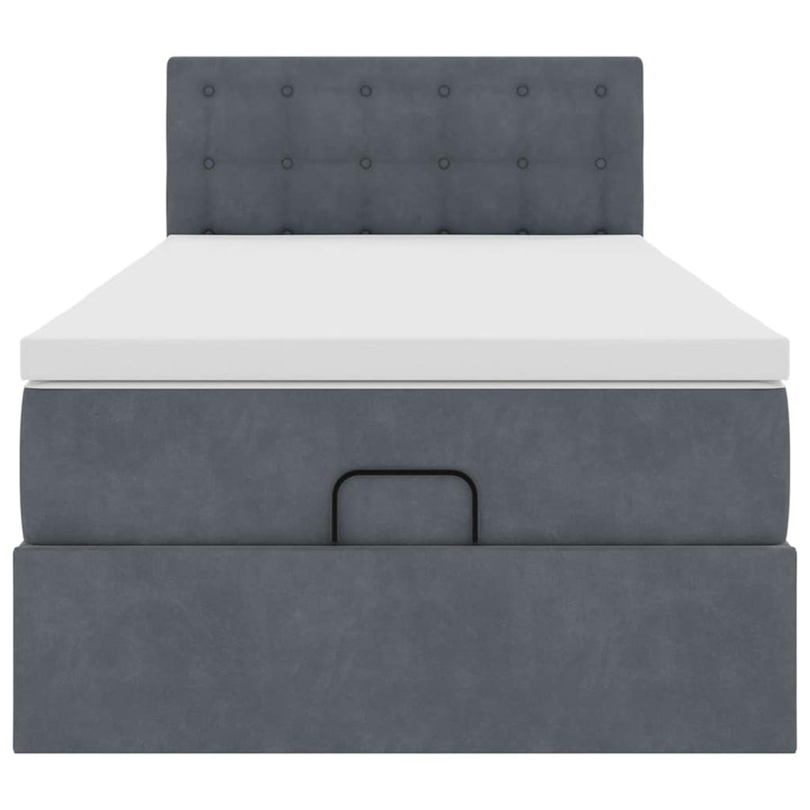 Ottoman bed met matras 100x200 cm fluweel donkergrijs