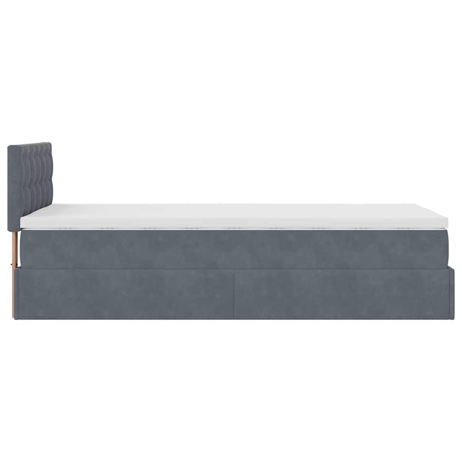 Ottoman bed met matras 100x200 cm fluweel donkergrijs