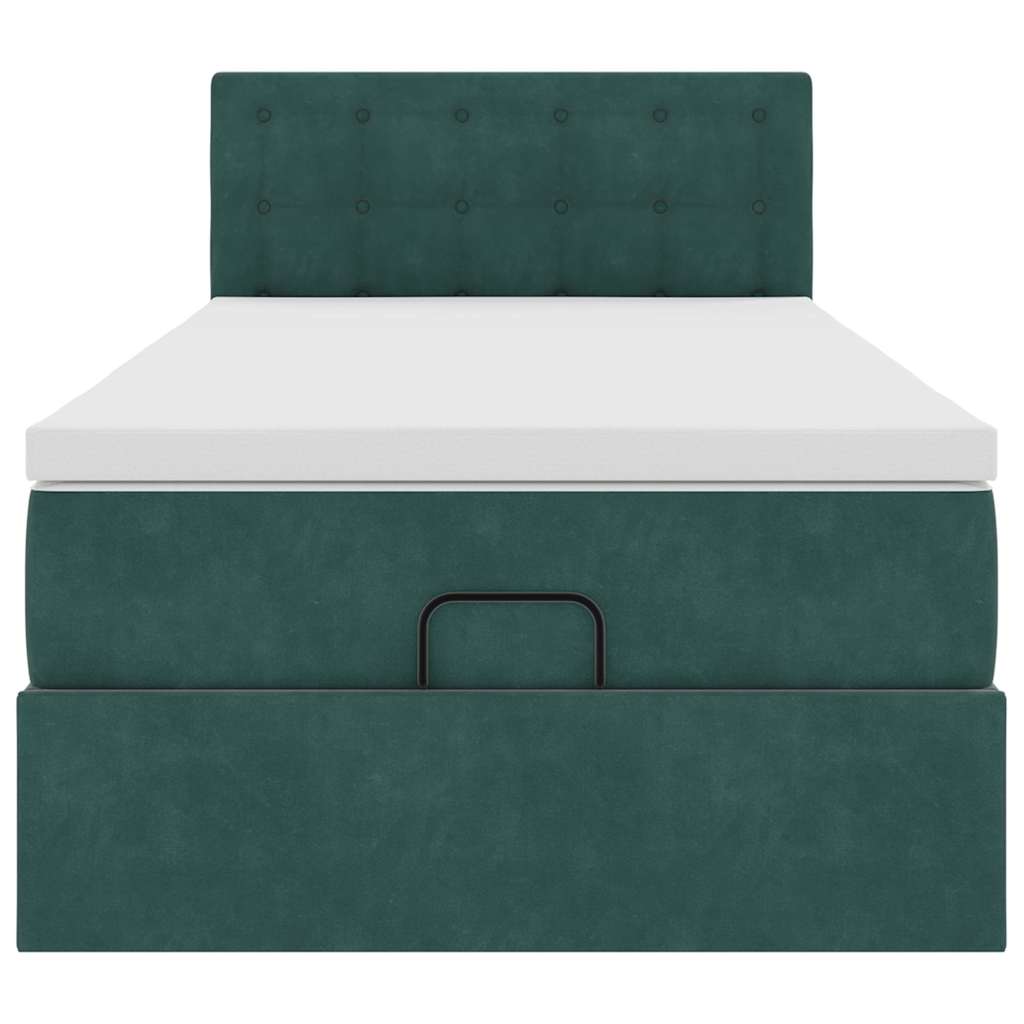 Ottoman bed met matras 100x200 cm fluweel donkergroen