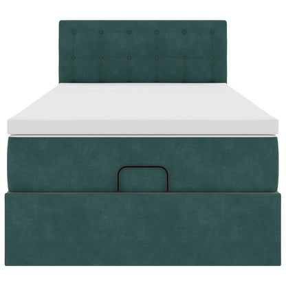 Ottoman bed met matras 100x200 cm fluweel donkergroen