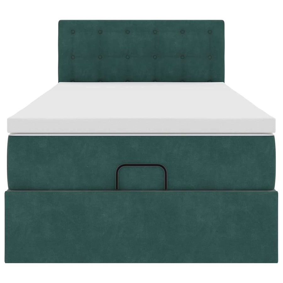 Ottoman bed met matras 100x200 cm fluweel donkergroen