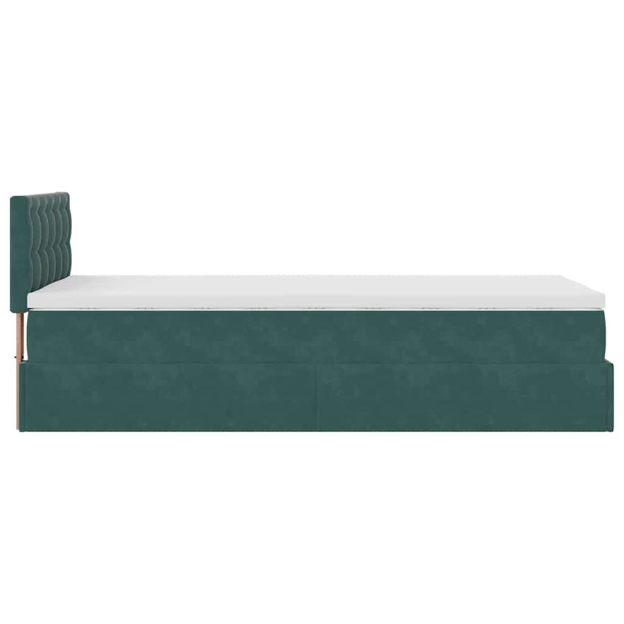 Ottoman bed met matras 100x200 cm fluweel donkergroen