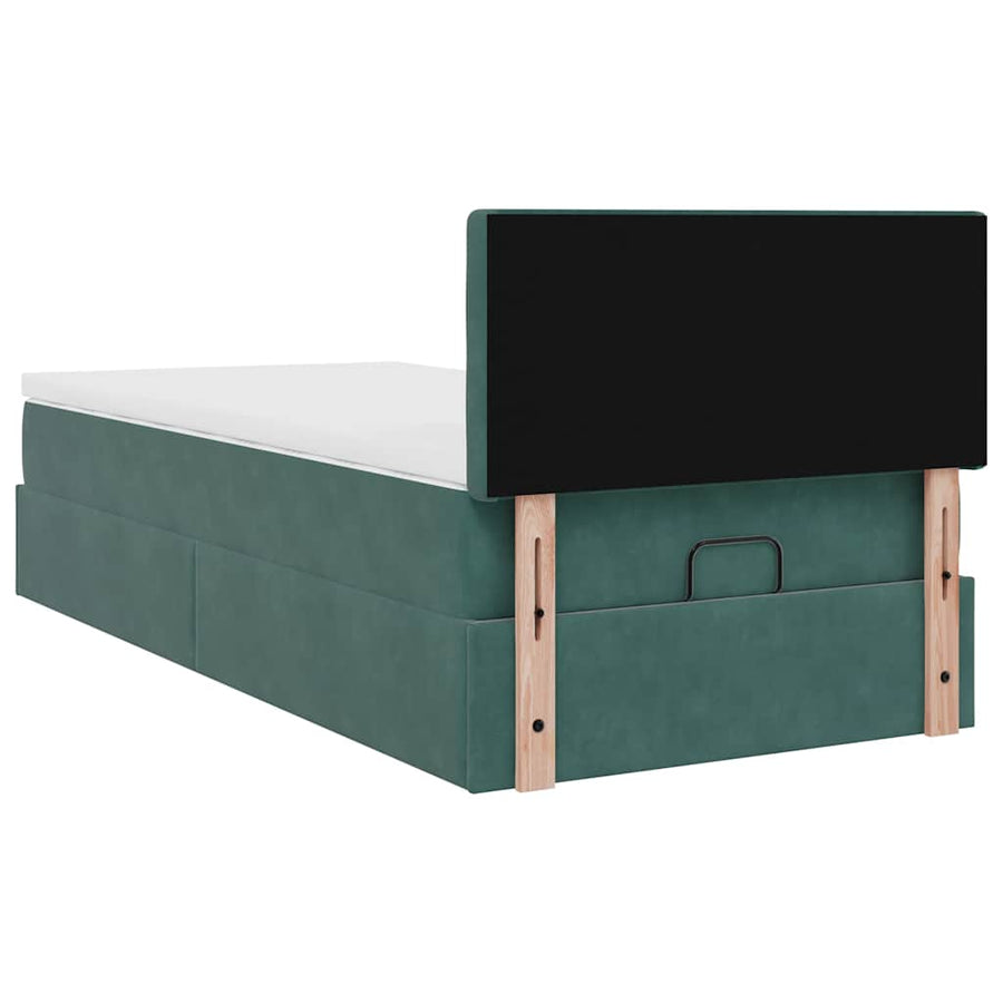 Ottoman bed met matras 100x200 cm fluweel donkergroen