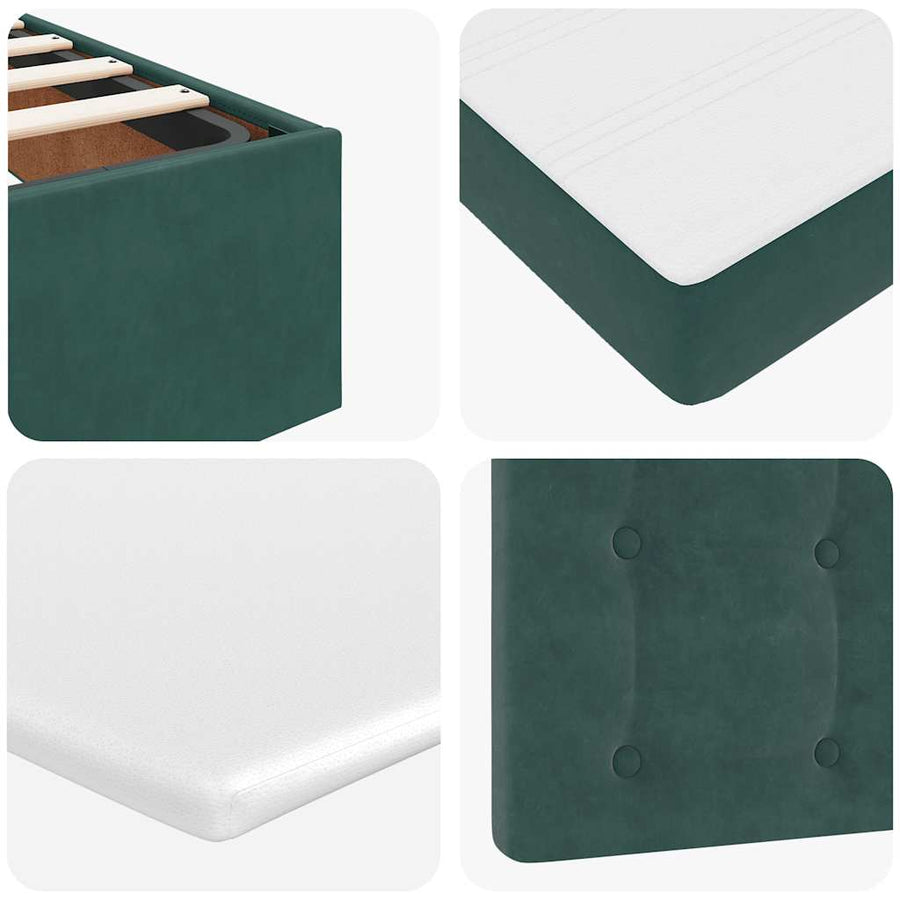 Ottoman bed met matras 100x200 cm fluweel donkergroen
